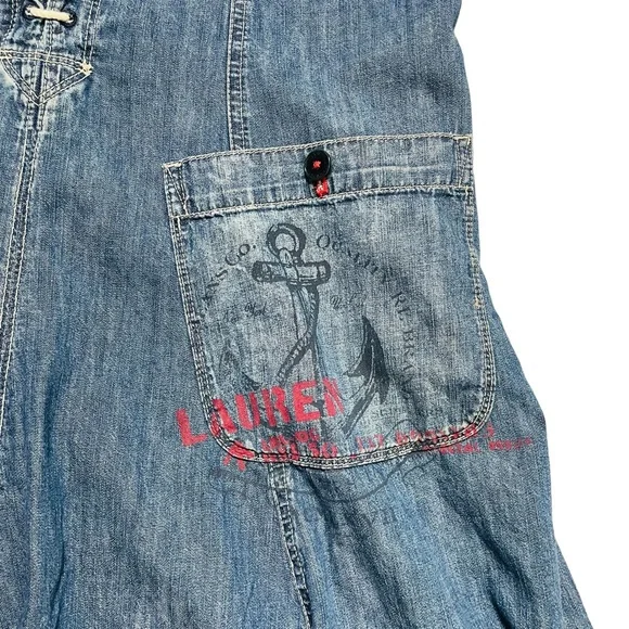 Lauren Ralph Lauren Sleeveless Lace Up Cotton Dress Vintage Limited Edition - Picture 7 of 11